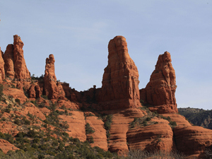 SEDONA, AR - FEBRUARY 06: An scenic view of the mountain formation known as the twin sisters as photographed on February 6,2011 in Sedona, Arizona. (Photo by Bruce Bennett/Getty Images)